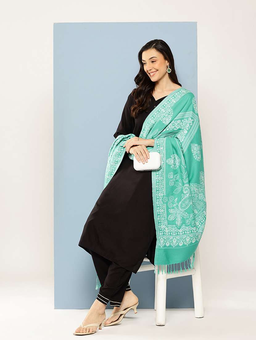 women self design reversible shawl - 22033722 -  Standard Image - 1