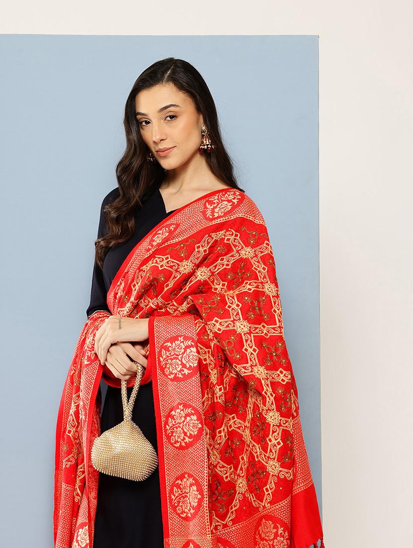 women self design reversible shawl - 22033724 -  Standard Image - 1