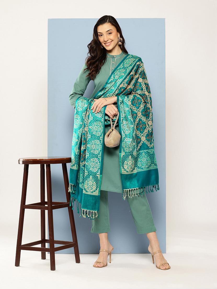 women self design reversible shawl - 22033725 -  Standard Image - 1