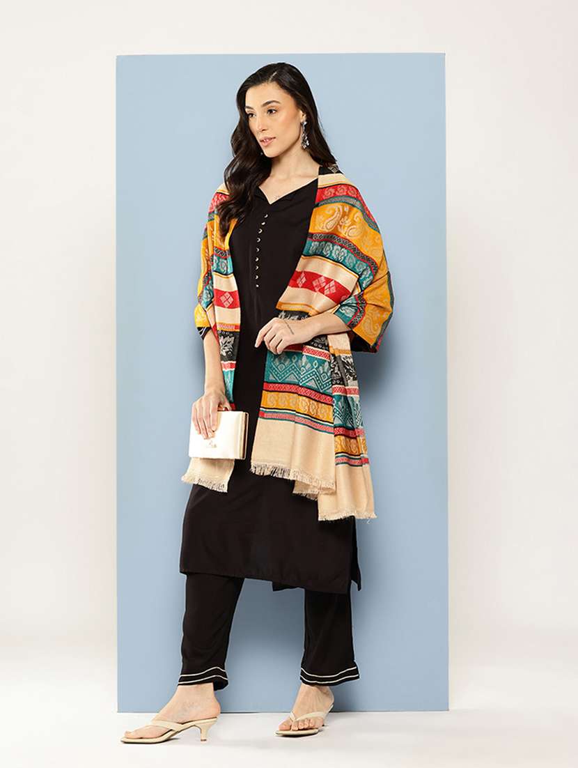 women self design reversible shawl - 22033727 -  Standard Image - 1