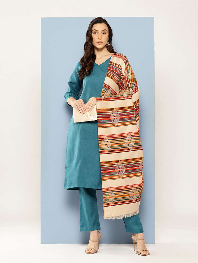 women self design reversible shawl - 22033729 -  Standard Image - 1