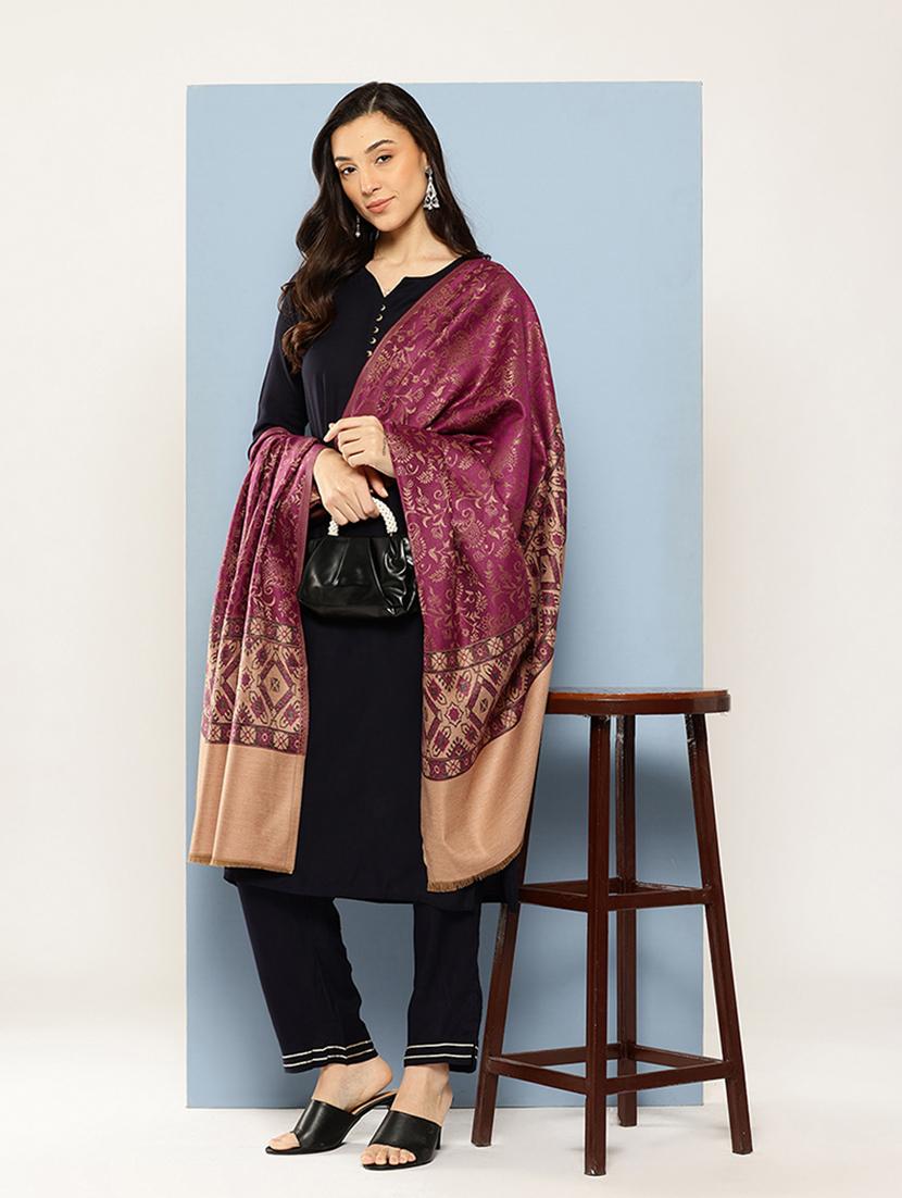 women self design reversible shawl - 22033733 - Standard Image - 1