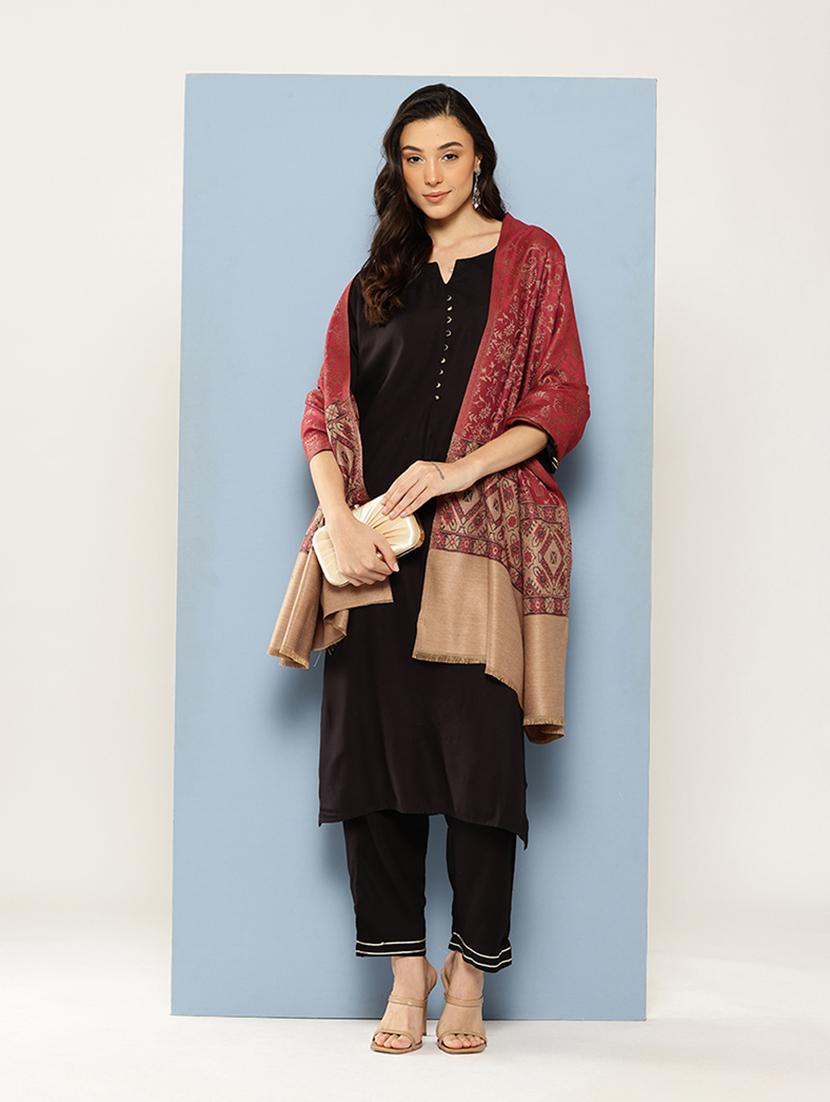 women self design reversible shawl - 22033734 -  Standard Image - 1