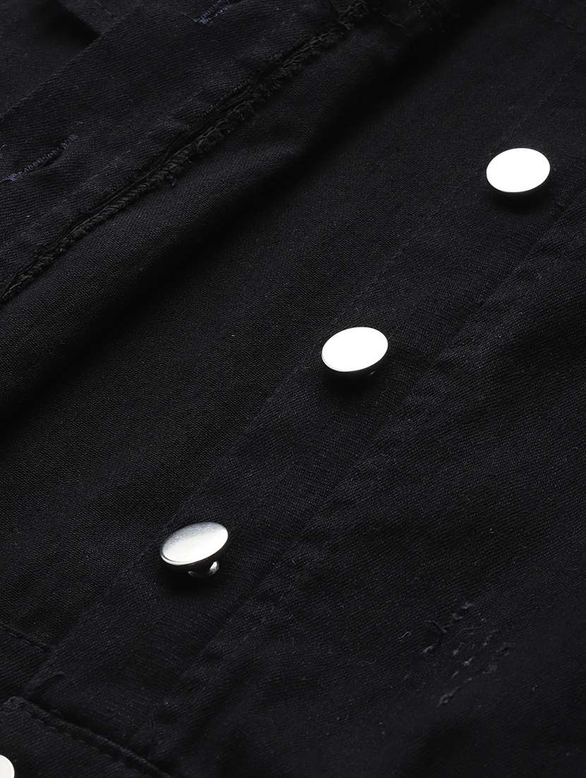 women solid long sleeve denim jacket - 22033741 - Standard Image - 4