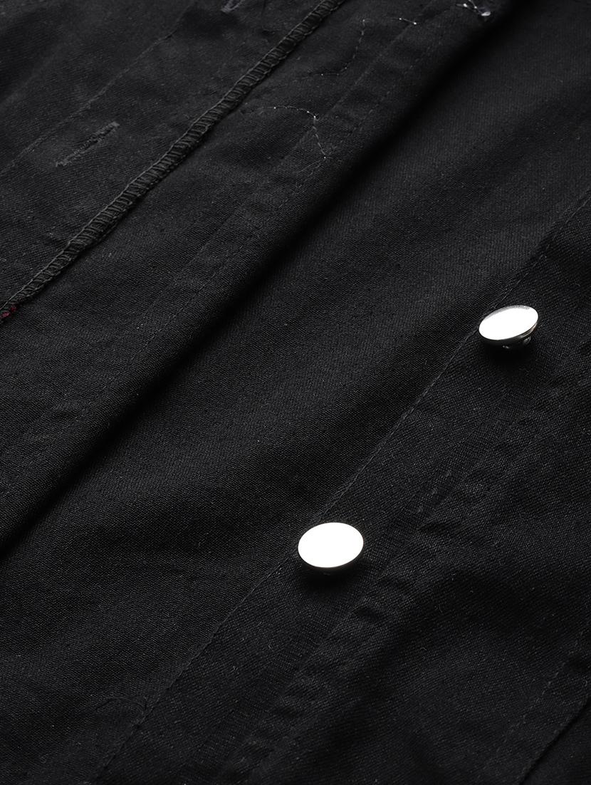 women solid with work long sleeve denim jacket - 22033743 - Standard Image - 4