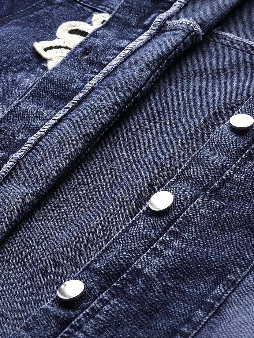 women solid with work long sleeve denim jacket - 22033745 - Standard Image - 4