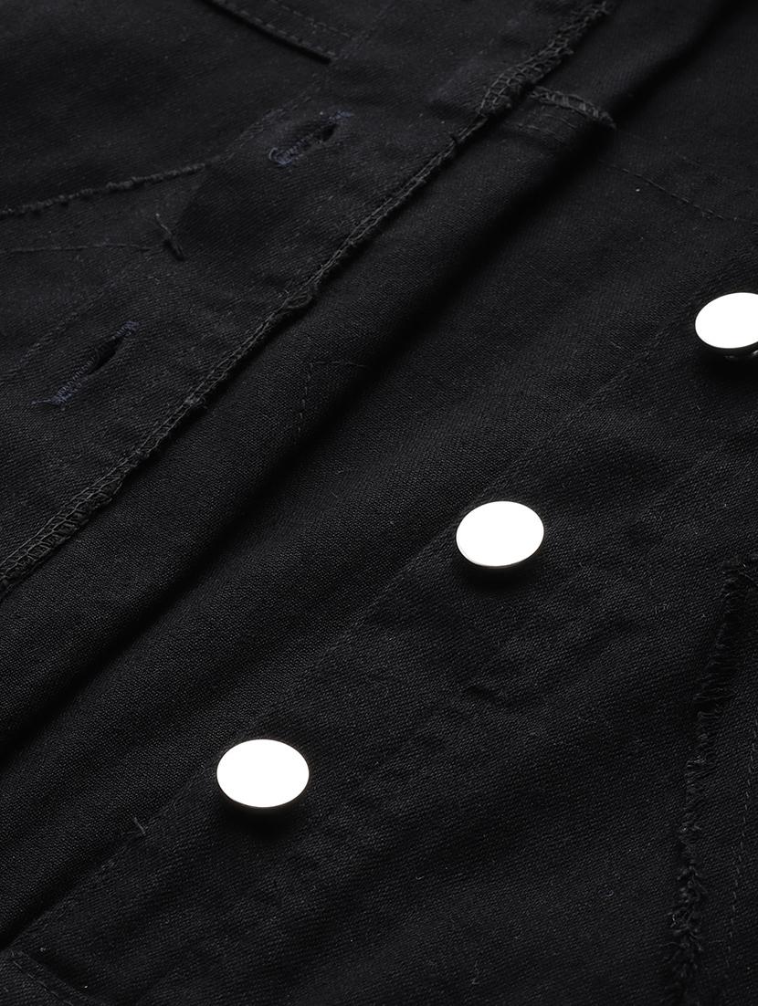 women solid long sleeve denim jacket - 22033746 - Standard Image - 4