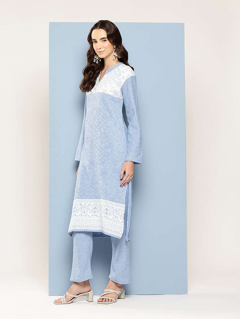 women self design long sleeve kurta pant with dupatta set - 22033752 -  Standard Image - 1
