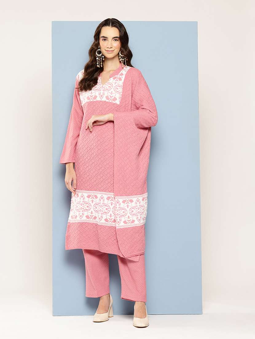 women self design long sleeve kurta pant with dupatta set - 22033757 -  Standard Image - 1