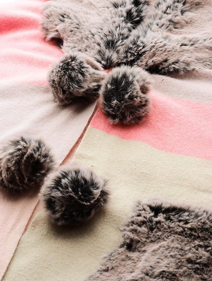 women self designed pink wool poncho - 22033766 - Standard Image - 4
