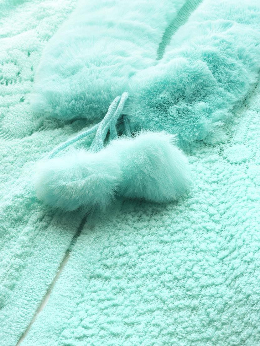 women self designed turquoise wool poncho - 22033770 - Standard Image - 4
