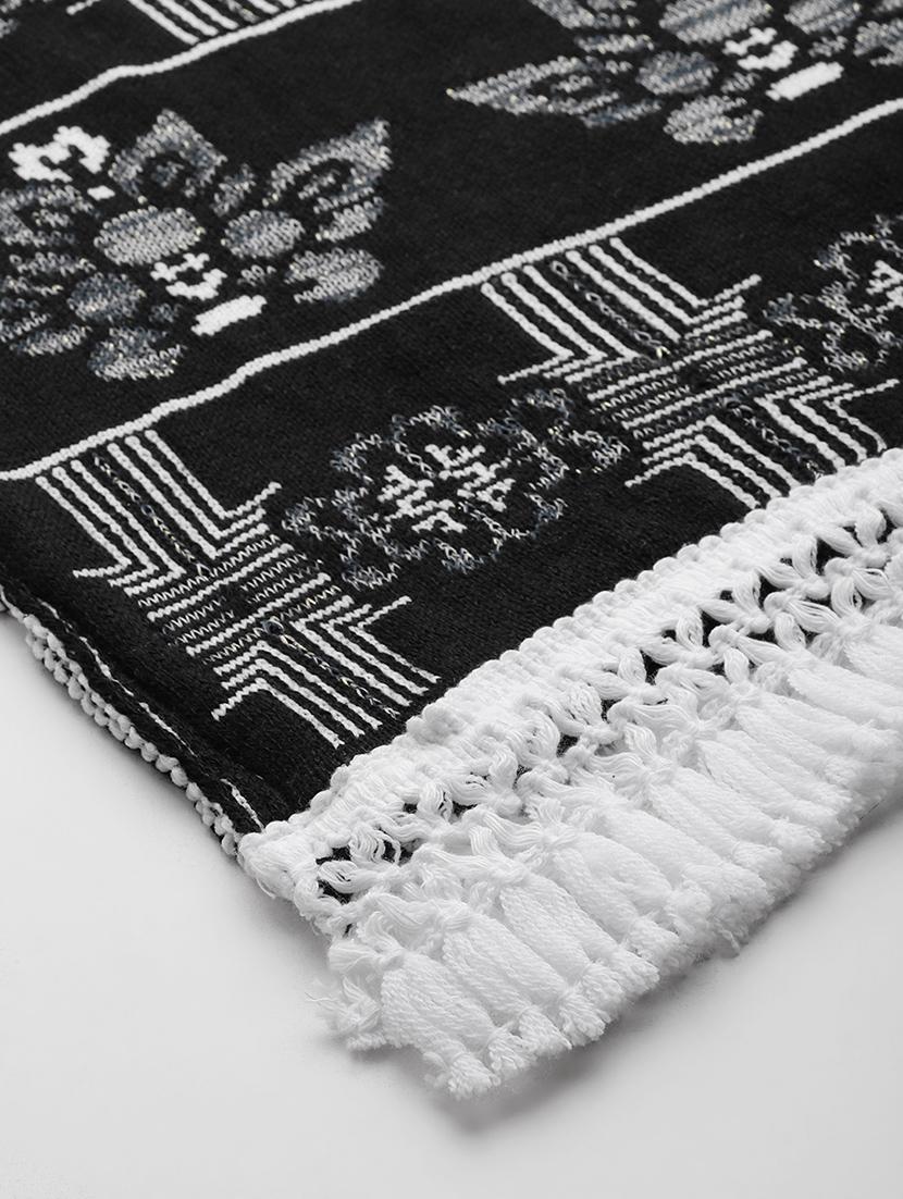 women black self designed wool stole - 22033772 - Standard Image - 4