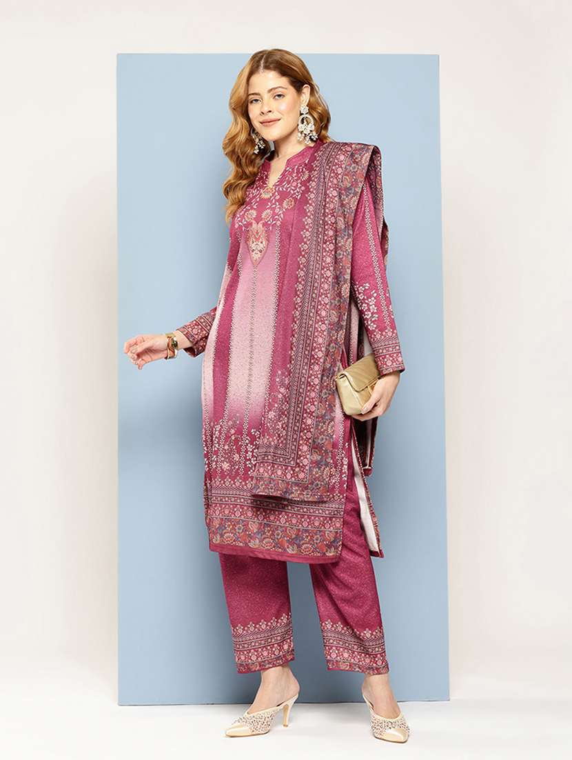 women self design long sleeve kurta pant with dupatta set - 22033778 -  Standard Image - 1
