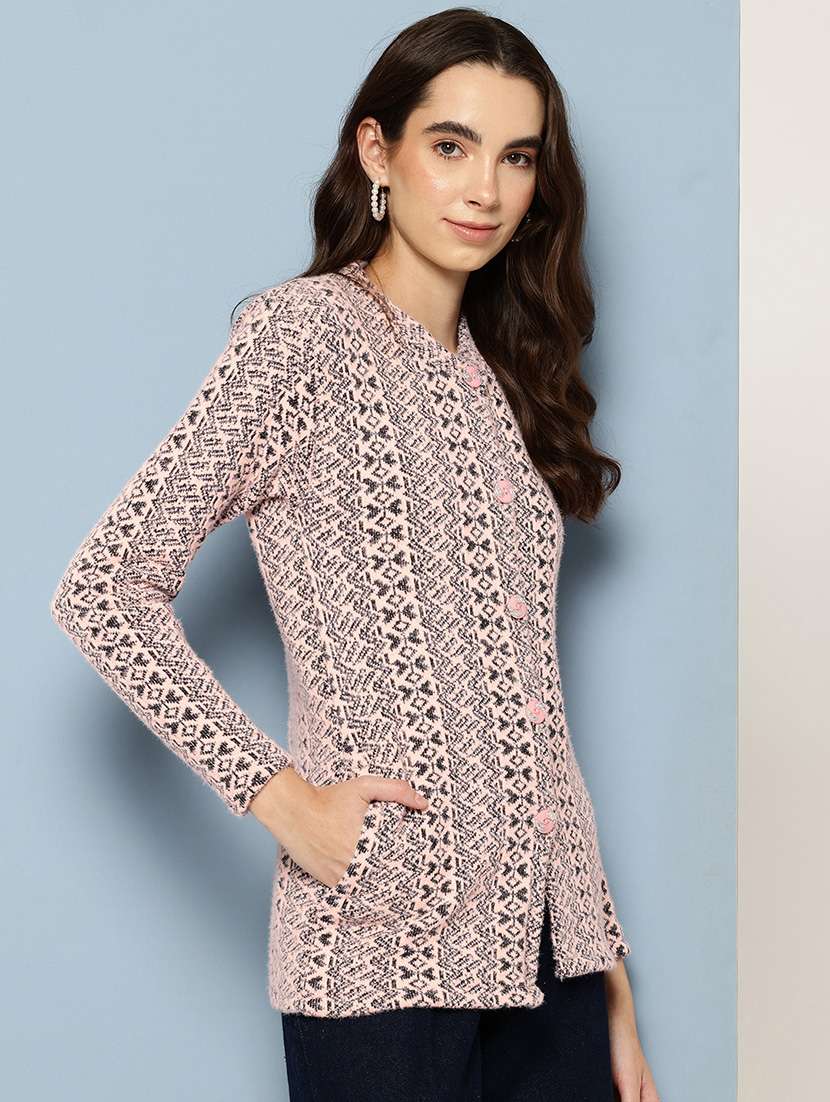 women self design long sleeve cardigan - 22033782 -  Standard Image - 1