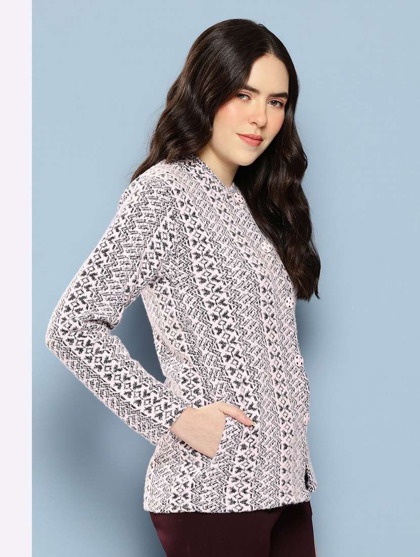 women self design long sleeve cardigan - 22033783 -  Standard Image - 1