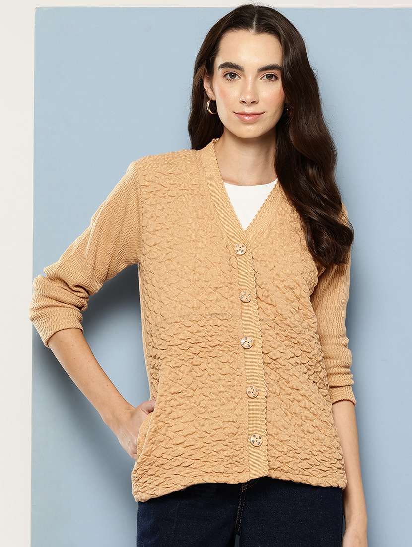 women self design long sleeve cardigan