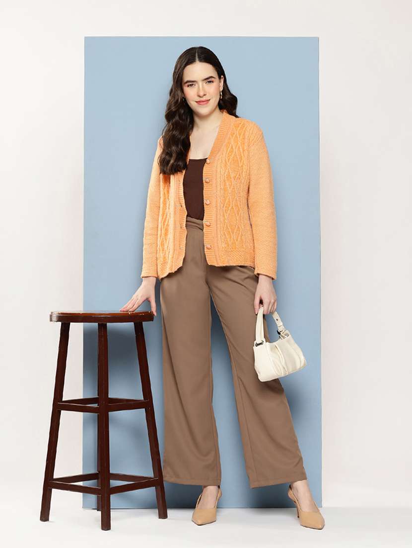 women self design long sleeve cardigan - 22033792 -  Standard Image - 4