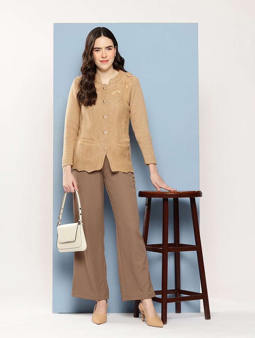 women self design long sleeve cardigan - 22033793 -  Standard Image - 4