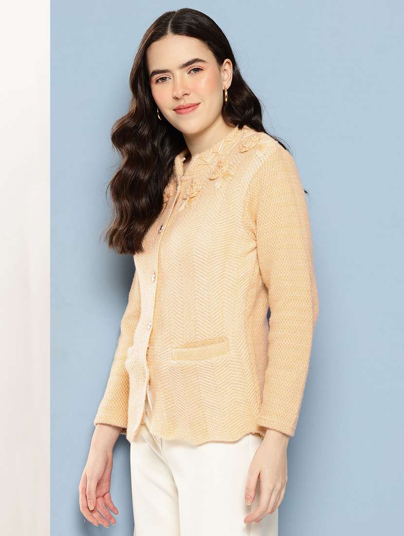 women self design long sleeve cardigan - 22033794 -  Standard Image - 1