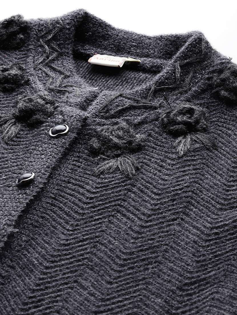 women self design long sleeve cardigan - 22033795 -  Standard Image - 4