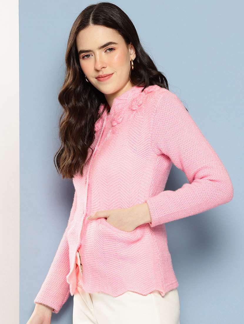 women self design long sleeve cardigan - 22033796 -  Standard Image - 1