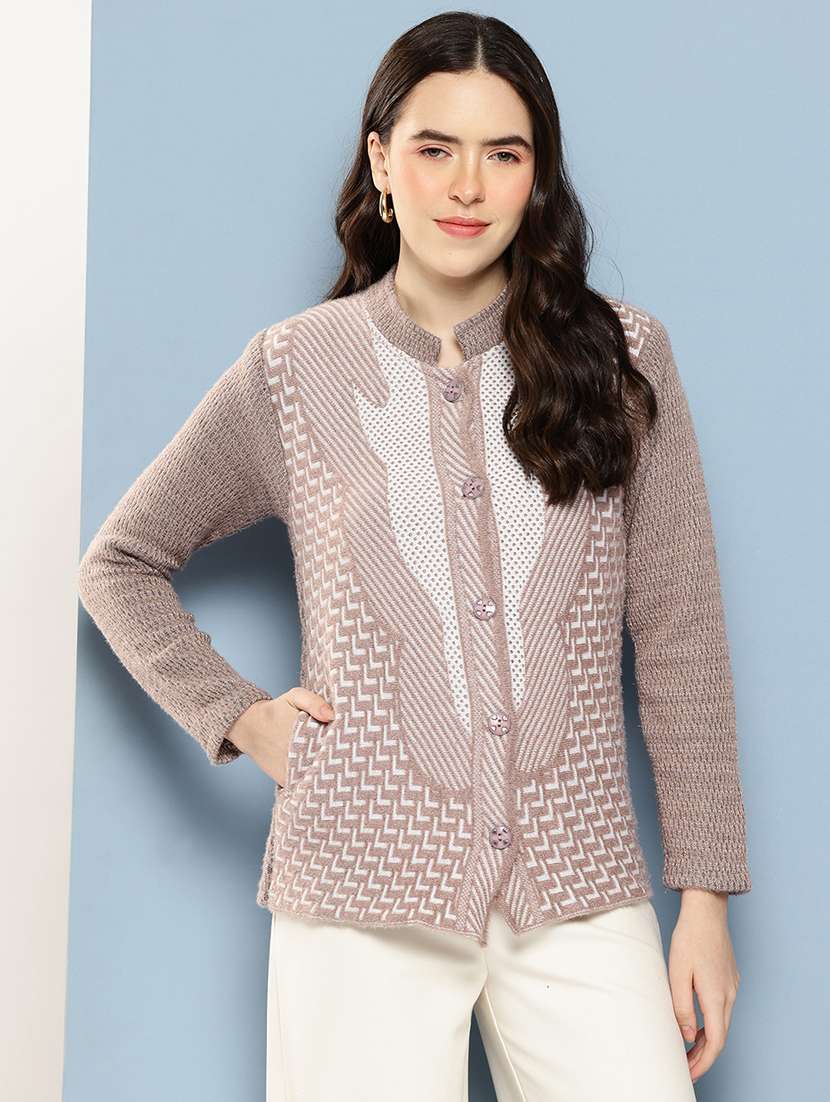 women self design long sleeve cardigan