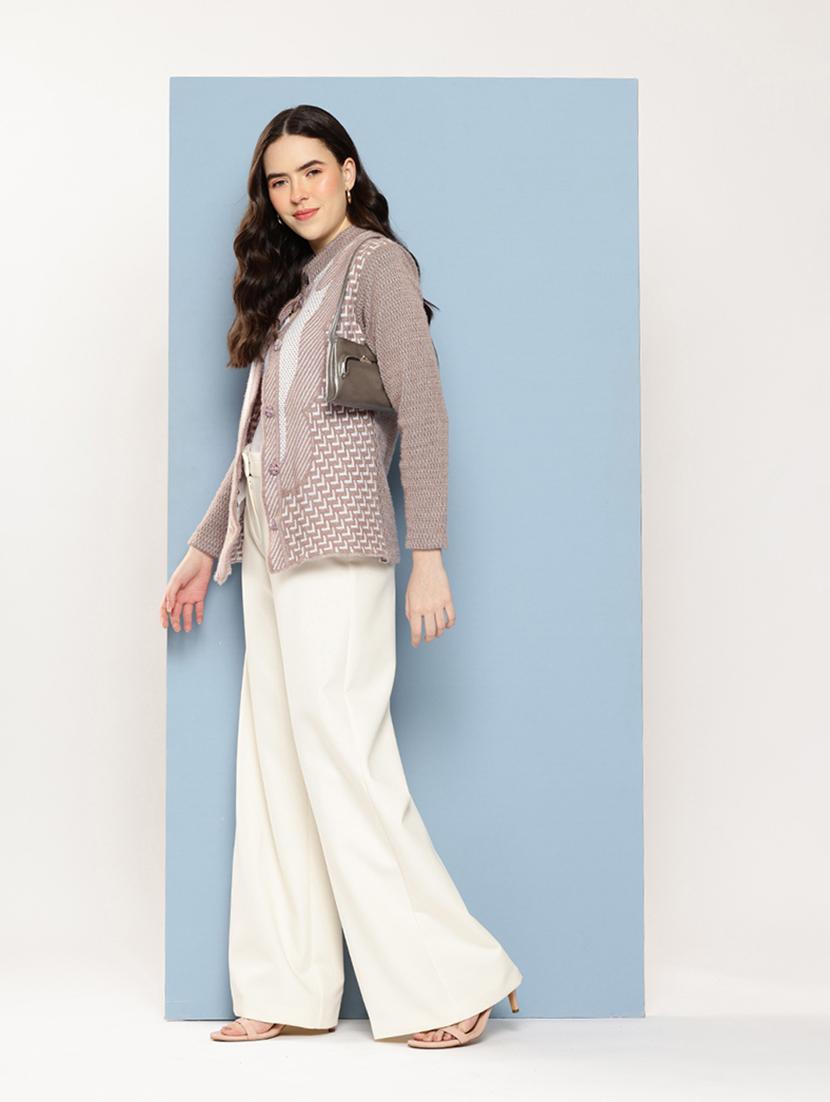 women self design long sleeve cardigan - 22033797 - Standard Image - 4