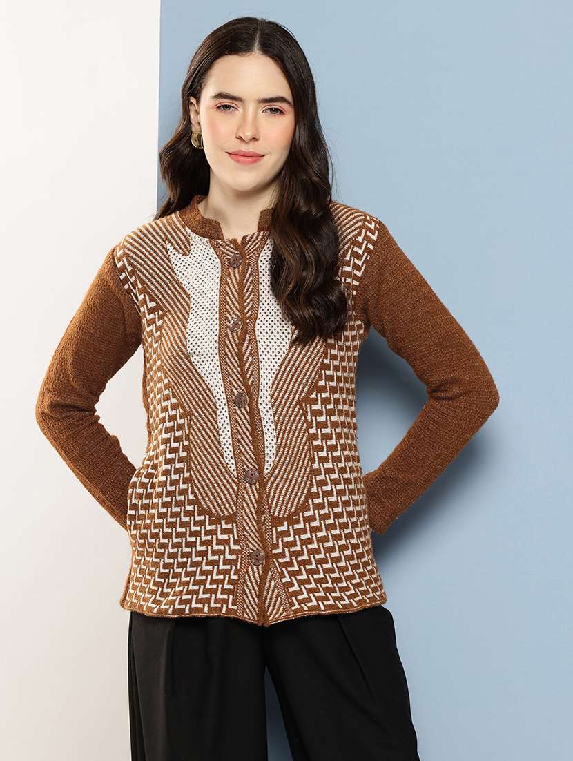 women self design long sleeve cardigan