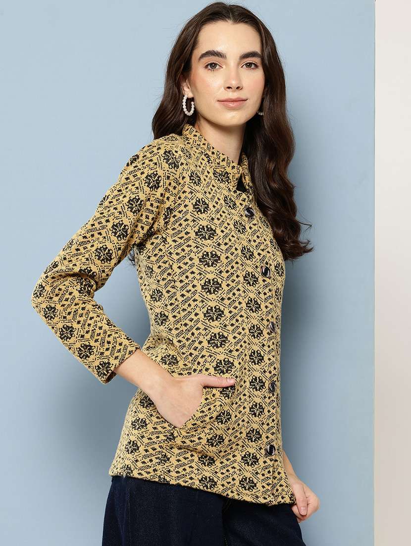 women self design long sleeve cardigan - 22033803 -  Standard Image - 1