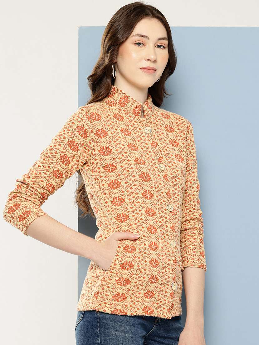 women self design long sleeve cardigan - 22033805 -  Standard Image - 1