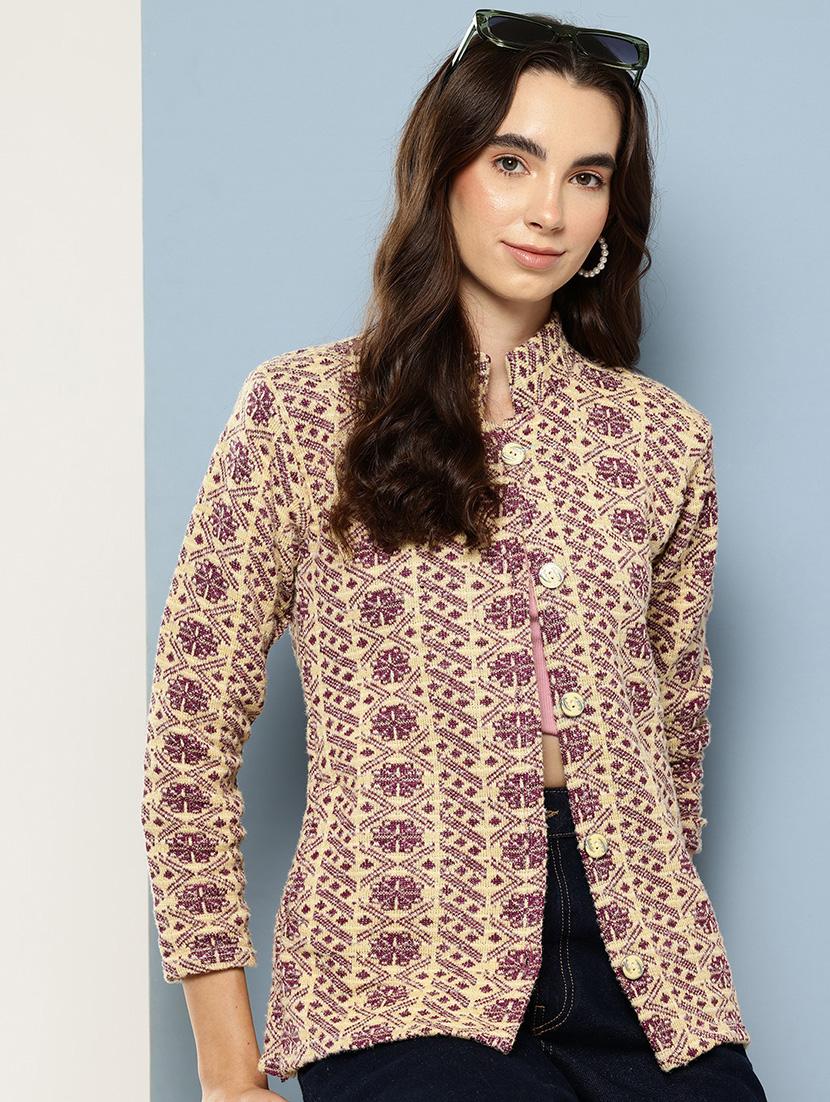 women self design long sleeve cardigan - 22033806 - Zoom Image - 0