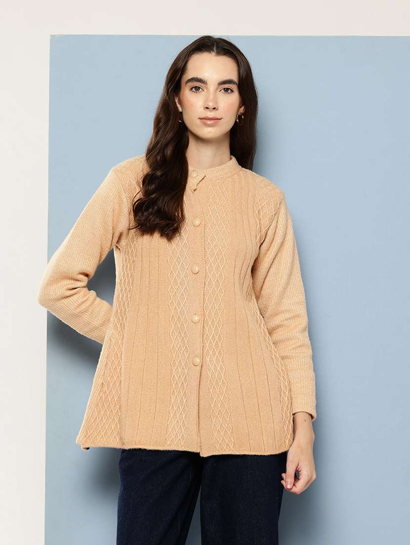 women self design long sleeve cardigan