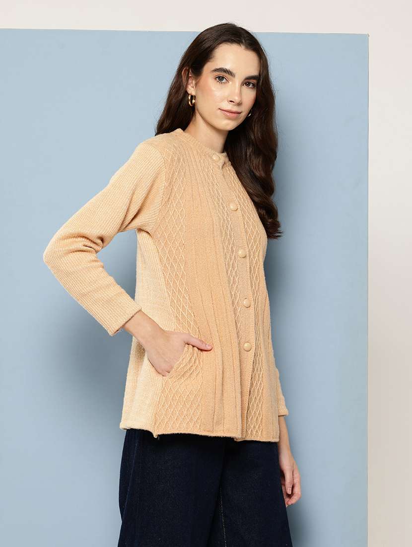 women self design long sleeve cardigan - 22033808 -  Standard Image - 1