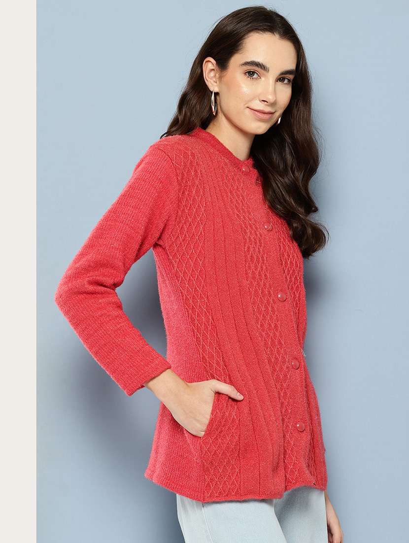 women self design long sleeve cardigan - 22033809 -  Standard Image - 1