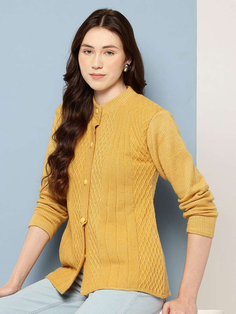 women self design long sleeve cardigan - 22033810 -  Standard Image - 1