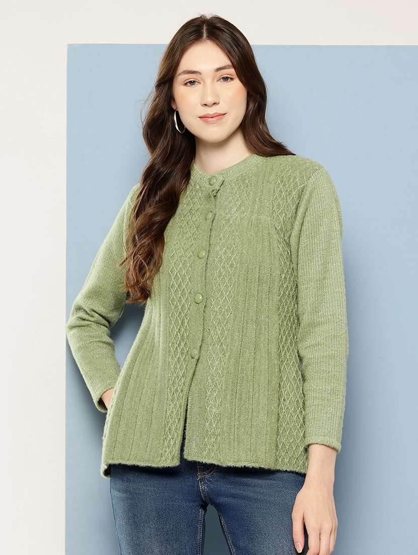 women self design long sleeve cardigan