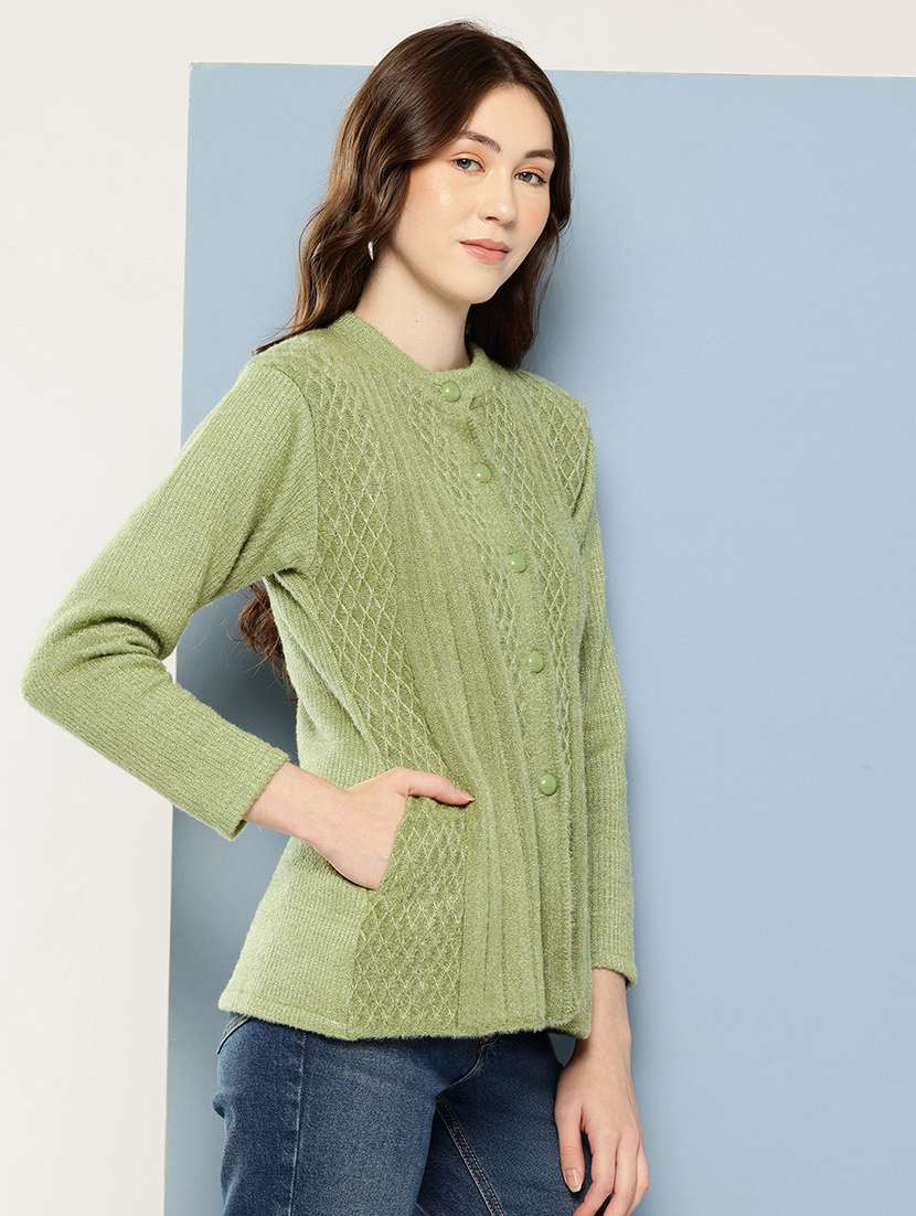 women self design long sleeve cardigan - 22033811 -  Standard Image - 1