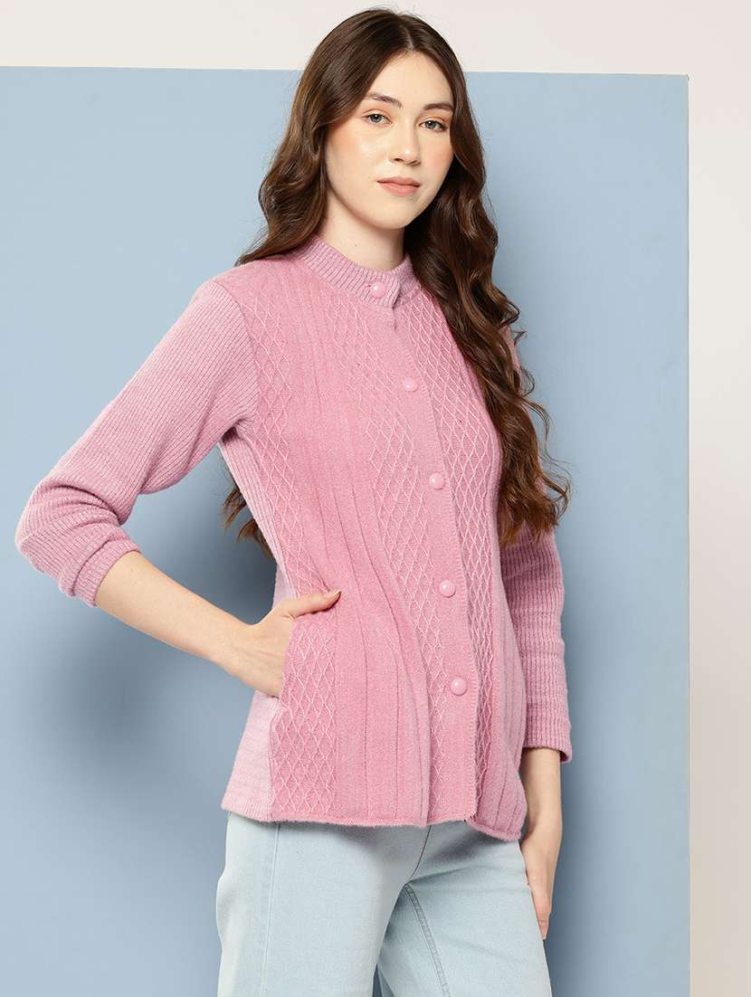 women self design long sleeve cardigan - 22033813 -  Standard Image - 1