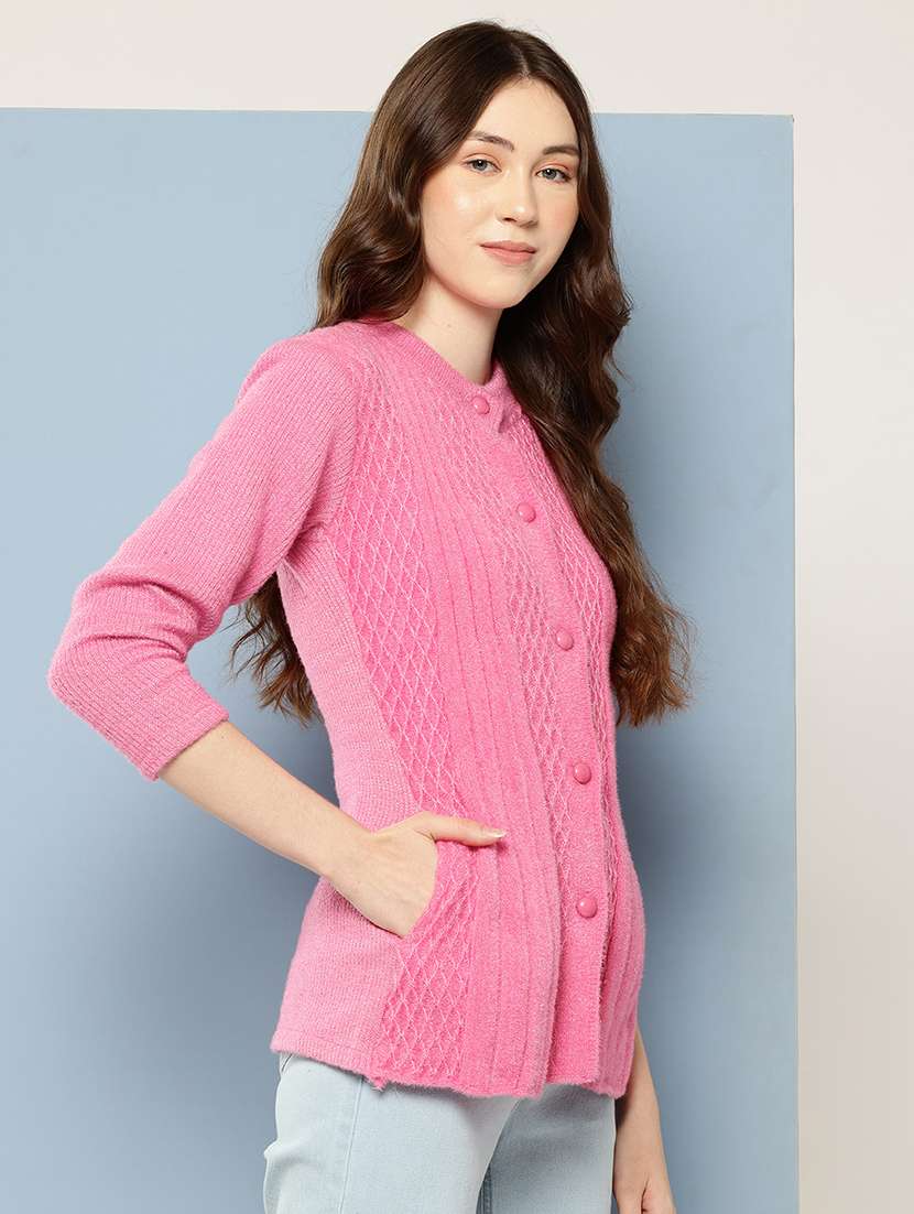 women self design long sleeve cardigan - 22033814 -  Standard Image - 1