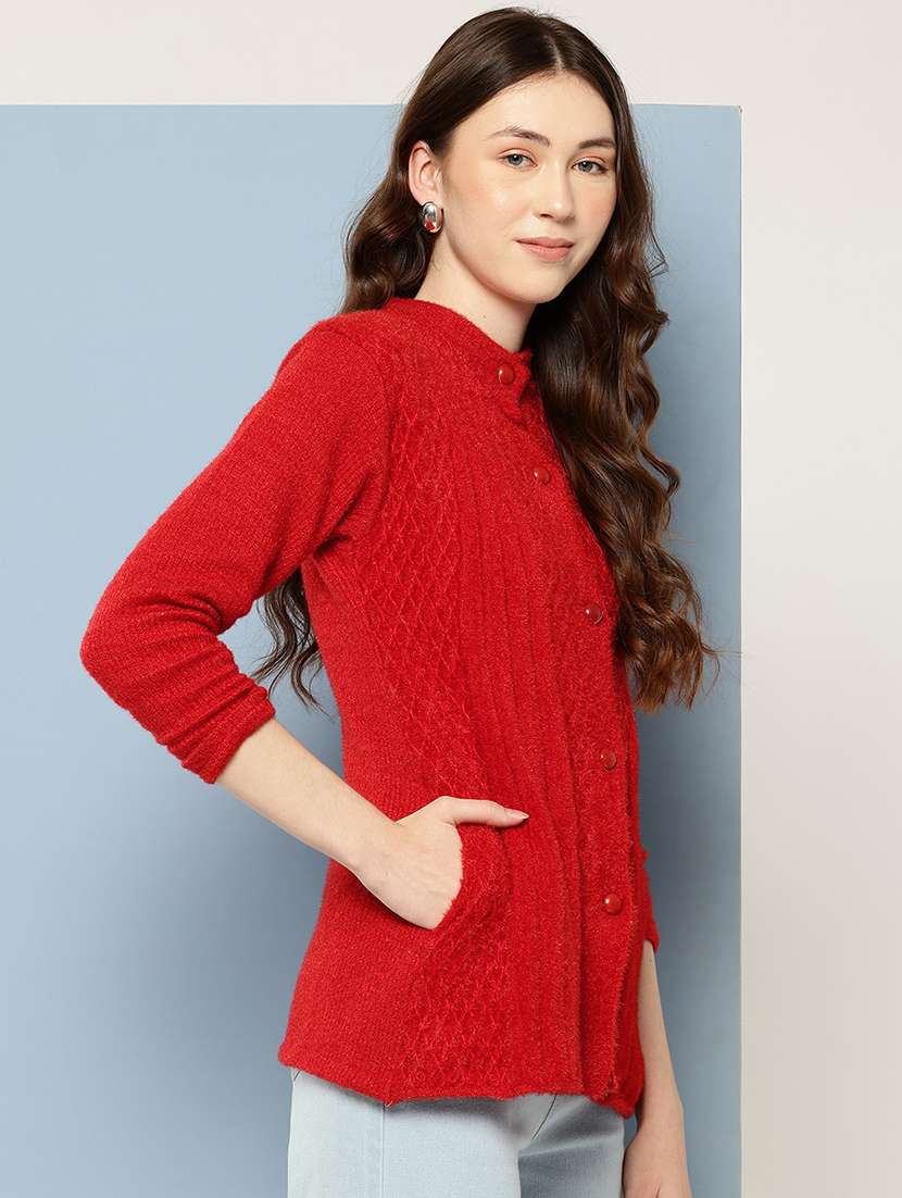 women self design long sleeve cardigan - 22033815 -  Standard Image - 1