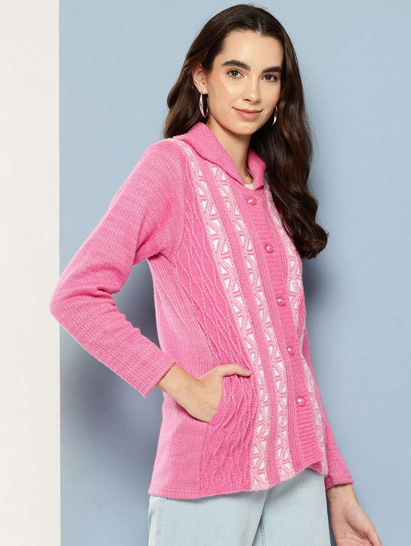 women self design long sleeve cardigan - 22033818 -  Standard Image - 1