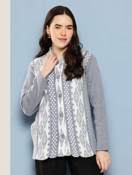 women self design long sleeve cardigan - 22033824 -  Standard Image - 0