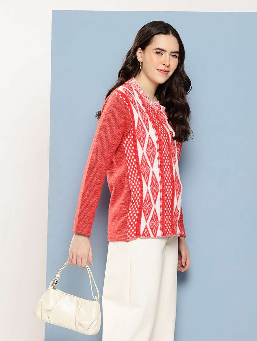 women self design long sleeve cardigan - 22033825 -  Standard Image - 1