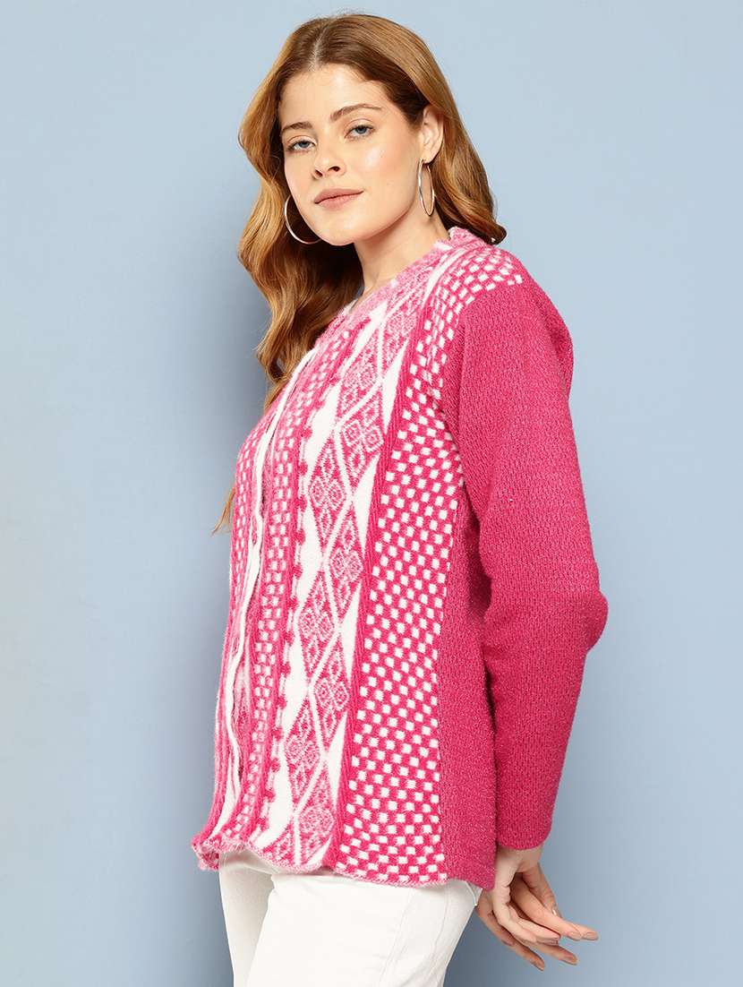 women self design long sleeve cardigan - 22033826 -  Standard Image - 1