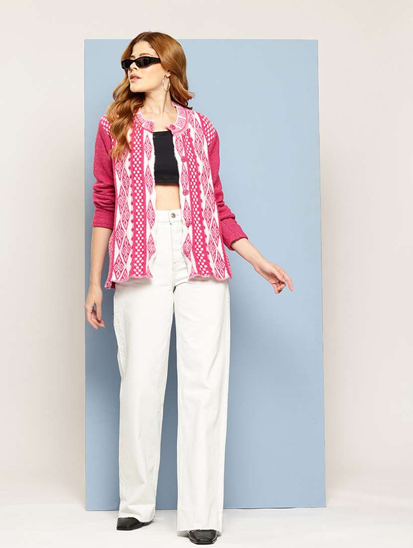 women self design long sleeve cardigan - 22033826 -  Standard Image - 4