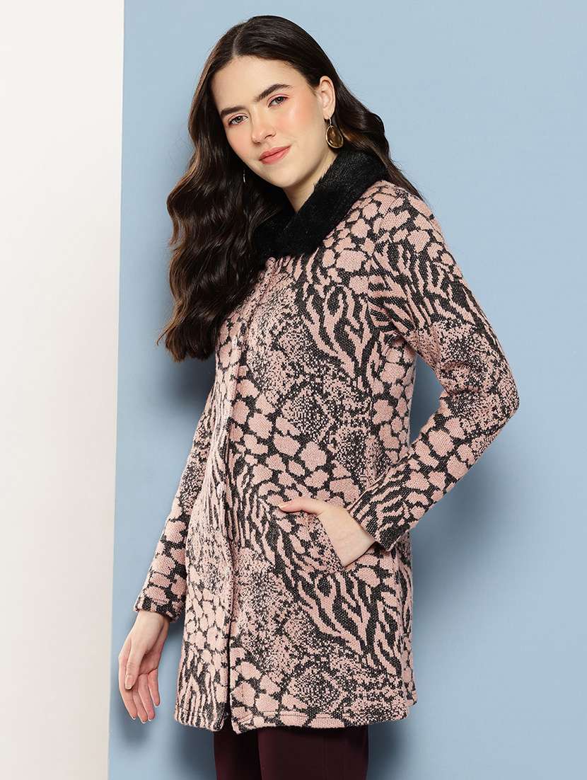 women self design long sleeve cardigan - 22033834 -  Standard Image - 1