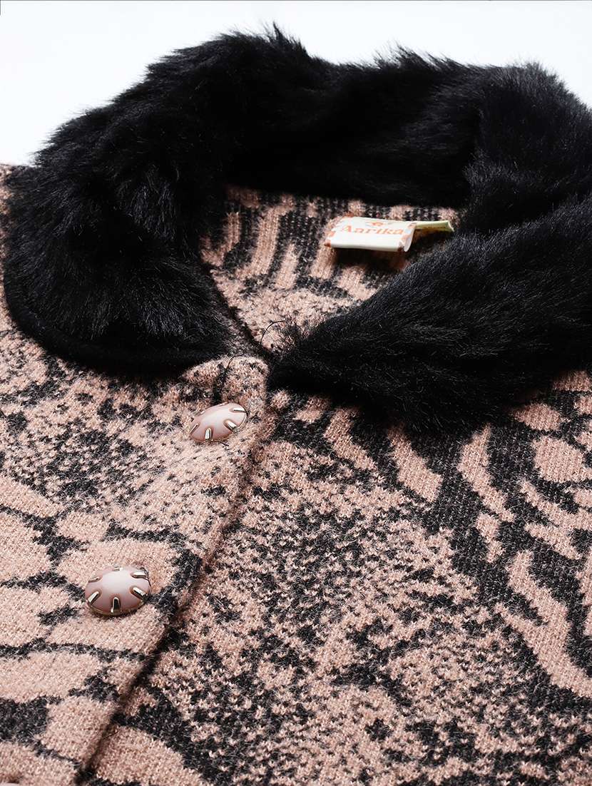 women self design long sleeve cardigan - 22033834 -  Standard Image - 4