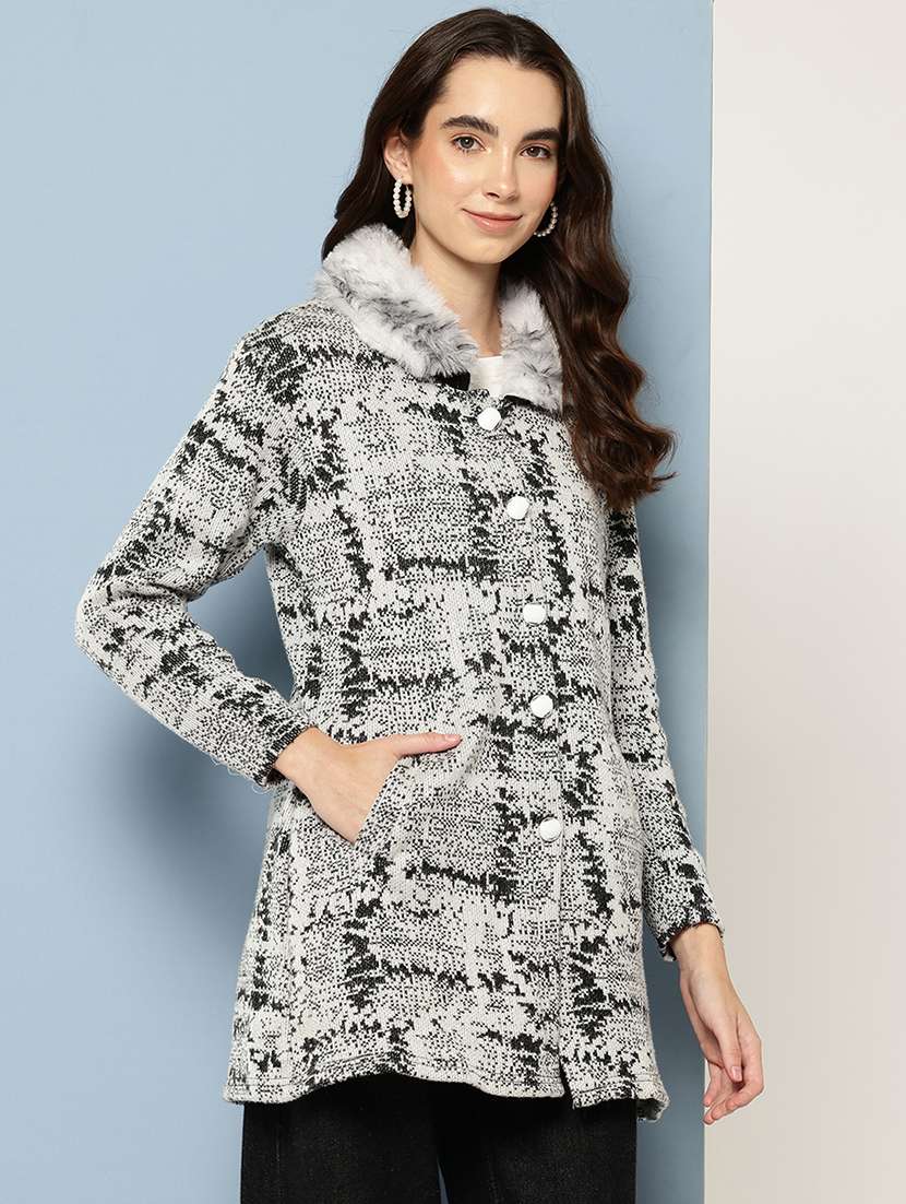 women self design long sleeve cardigan