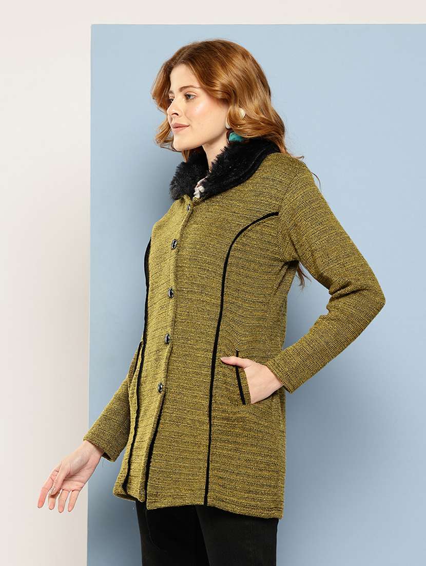 women solid long sleeve cardigan - 22033840 -  Standard Image - 1