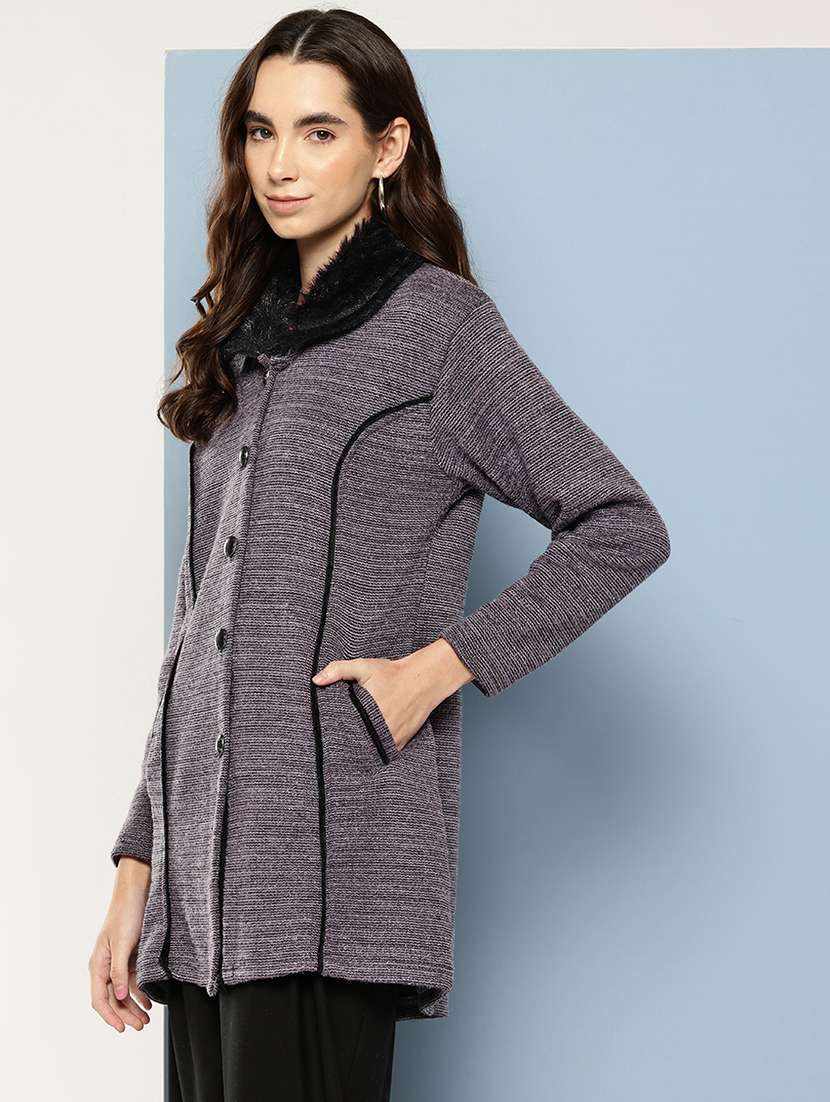 women solid long sleeve cardigan - 22033842 -  Standard Image - 1